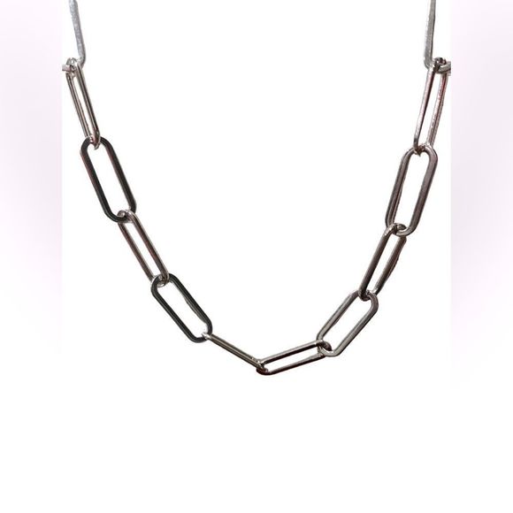 NWT Baublebar silver link paper clip necklace. 20” long; 7” drop from neck. - Picture 1 of 3